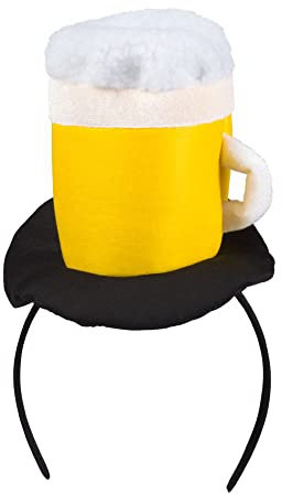 Boland 54244 - Haarreif Prost, Tiara mit Bierglas, Kopfschmuck, Accessire, Volksfest, Kostüm, Karneval, Mottoparty, Gelb