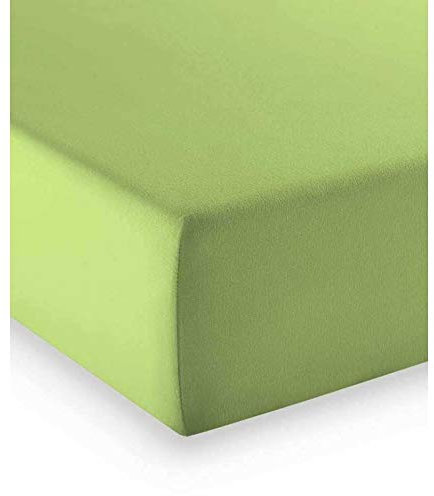 fleuresse Premium Jersey-Elasthan Spannbettlaken - alle Größen und viele Farben - Comfort XL 180x200 cm Apfelgrün