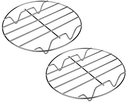 TamBee 8 Inch Cooking Rack Round 304 Stainless Steel Baking and Cooling Steaming Rack w Stand Cookware Fit for Air Fryer Instant Pot Pressure Cooker Canning Set of 2 (20 x 20 x 3cm(2pc))