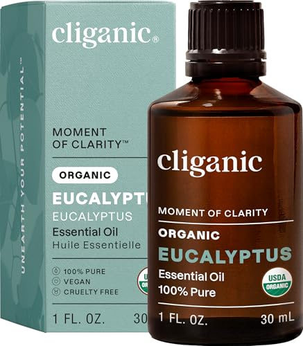 Cliganic Organic Eucalyptus Essential Oil, 100% Pure | Natural Aromatherapy Oil for Diffuser Steam Distilled | Non-GMO Verified (Packaging May Vary)