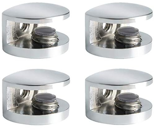 SAYAYO Soporte Estante Cristal Abrazadera de Vidrio Ajustable 5-8MM Espesor 4 Piezas Soporte para Estantería Aleación de Zinc Pulido para Estantes de Cristal y Madera, EBL3008-4P