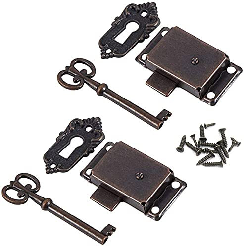 YOUTU® Schranktürschloss Antik Schrank schloss Dekoratives Möbelschloss mit Schlüssel und Schrauben, für Briefkästen, Schließfächer, Schränke, Werkzeugkaste (2 Stück)