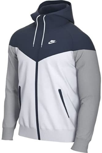 Nike Sportswear Windrunner Hooded Windbreaker Men's Jacket (Navy/White, X-Large)