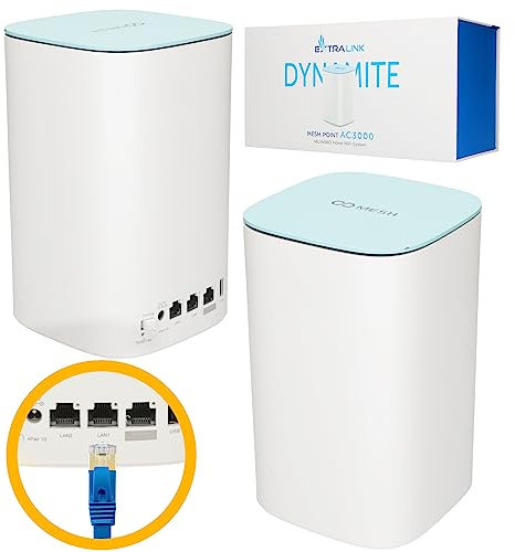 Extralink Dynamite C31, Router Mesh, Punto di Accesso WiFi, Ripetitore WiFi, Doppia Banda(5GHz/ 2.4GHz), 3000Mb/s, MU-MIMO, Sistema WiFi Mesh domestic