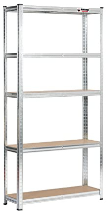 Rhino Racking - 5 Tier Heavy-Duty Industrial Storage Shelves - Galvanised - 180x90x30cm