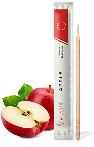 Wunder Zahnstocher mit Geschmack - Apfel - 200er Pack - Einzeln verpackt - intensiver Geschmack - frischer Atem - gegen Nägelkauen & Mundgeruch - Rauchentwöhnung - Alternative zu Kaugummi