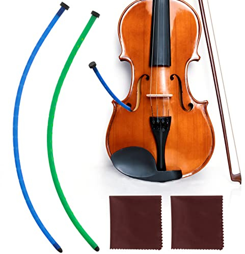 Kathfly 2 Pcs Violin Humidifier Instrument Accessory Violin Sound Hole F Hole Humidifier with Microfiber Cleaning Cloth to Prevent Cracking Buzzing Protruding Fret Ends Top Sink Dryness(Blue, Green)