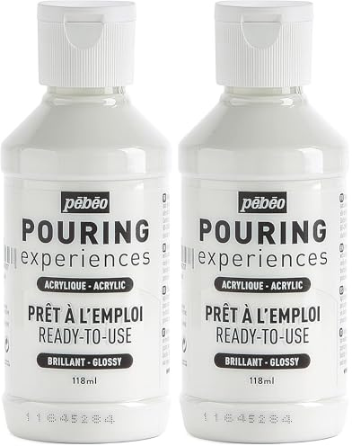 PEBEO Pouring Experiences-Ready-to-Use Premixed Acrylic Paint-Ideal for Fluid Art, Titanium White, 118 ml (Pack of 2)