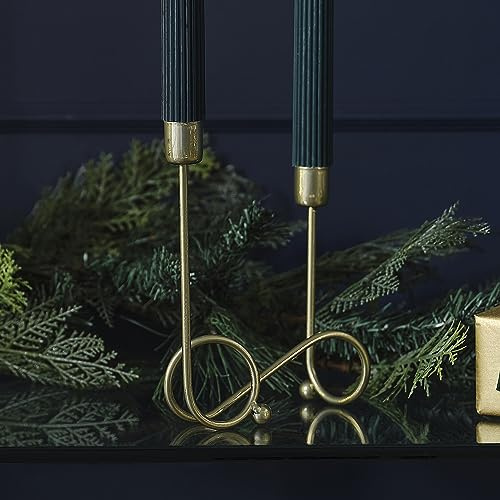 Ginger Ray Supporto natalizio in metallo dorato per due candele, decorazione da tavolo