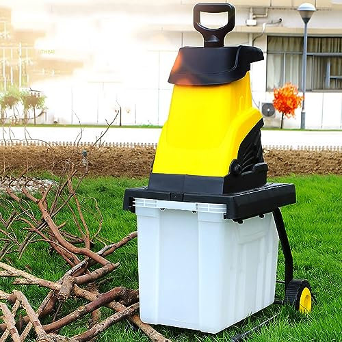 PARFCO Garden Wood Chipper Shredder, 2400W Electric Crushing Mulcher, Max 1.4-in Cutting Diameter, Overload Protection, 30M Power Line, for Lawn and Garden Use