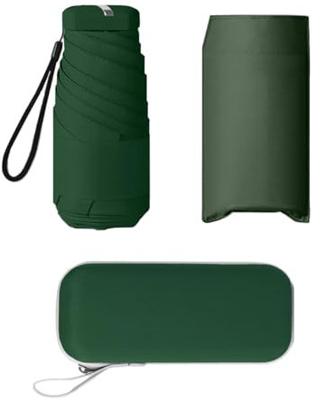 AUSDINAUTO Mini Umbrella Compact Folding Windproof Travel Umbrella for Women/Men - Durable Lightweight Design Fits in Handbag Backpack Deep Green