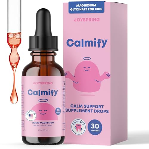 JoySpring Calmify Magnesium Glycinate for Kids | Liquid Magnesium with L-Theanine Supplement | Chamomile Extract & Passion Flower Extract | Sugar-Free Calm Drops | 1 fl oz (30 Servings)
