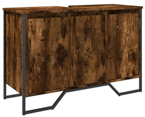 vidaXL Tvättställsskåp rökfärgad ek 91x35x60 cm konstruerat trä