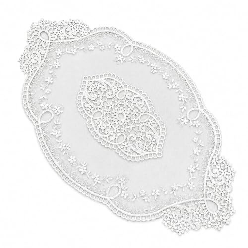 Codulu Tovagliette in Pizzo, sottobicchieri, centrini ovali all'Uncinetto, tovaglia Ricamata per Fai da Te, Decorazione per Matrimoni, 1 Pezzo, Bianco