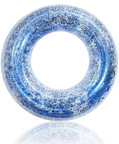 Anello da Nuoto per Bambini 3 ai 12 Anno,70cm Blu Paillettes Anelli Gonfiabili Piscina Galleggiante,Salvagente Bambini Gonfiabile Anello Gonfiabile per Feste in Spiaggia,Accessori Feste All'Aperto
