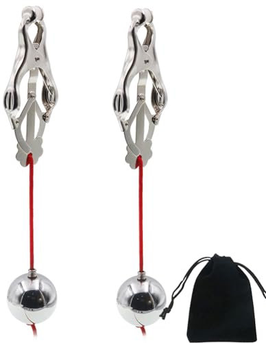 2 Pcs Pendant Nipple Clamp Non Piercing Strong Adjustable Pressure Breast Clamp Weighted Nipple Stainless Steel Breast Clip Silver