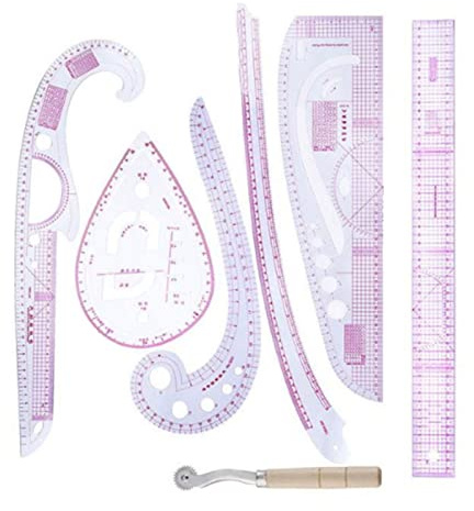 Yctze Set di Righelli per Curve Francesi per Modellistica 7 Pezzi Set di Righelli per Misurare Abbigliamento di per Curve per Cucire Tessuto Sartoria Artigianato Designer Modellista Sarto