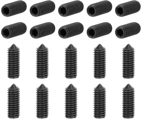 QUARKZMAN 40 stycken gängstift M3 x 8 mm kolstål konisk spets inre sexkant gängstift för maskiner hem reparation och fästelement svart