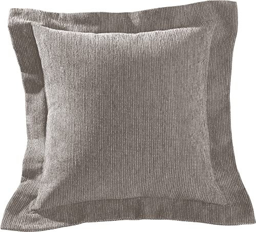 Erwin Müller Kissenhülle, Kissenbezug, Dekokissenbezug hellgrau/schwarz Größe 40x40 cm - mit Stehsaum, praktischer Reißverschluss - (weitere Farben, Größen)