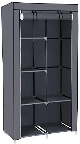 Herzberg, Armoire de Rangement, 6 étagères, 1 Barre de Suspension enduite de Poudre, Une Armoire Portable avec Une Structure Robuste, 110x45x175 cm, Gris