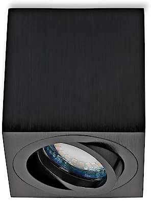 Sweet Led Lamps en saillie 430 lumens IP20 - Avec ampoule LED GU10 5 W - Spot en saillie orientable - Plafonnier carré - Spot en aluminium - Montage en saillie - Noir, blanc chaud