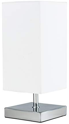 MiniSun | Modern Square Polished Chrome Touch Table Lamp with a White Shade | Table Lamps, Home Décor & Improvement Essential