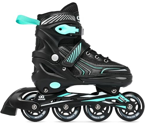 CROXER Optima Inline Skates inlines för barn vuxna justerbar (svart/mint, 39–42 (24 cm–26,5 cm))