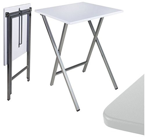 D,casa - Tavolo quadrato pieghevole bianco portatile multifunzione, tavolini ausiliari per casa 48 x 48 x 65 cm
