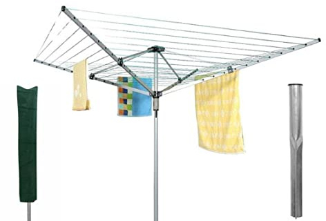 U.saf 60/50/40m 4 Arm Rotary Airer Outdoor Dryer With Cover Washing Line With Ground Socket (50 meter)