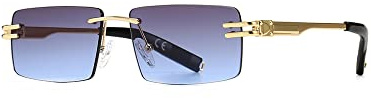 kachawoo Lunettes de soleil sans monture pour homme avec verres dégradés, lunettes de soleil rectangulaires rétro pour hommes et femmes, lunettes sans monture, design de marque tendance, Verres gris