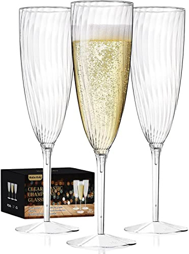 Walee Koky Plastic Champagne Flutes, 36 PCS Clear Disposable Wine Glasses Reusable Plastic Cocktail Cups for Home Daily Life Party Birthday Wedding Toasting Drinking Champagne(6 oz)
