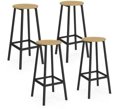IDMarket - Lot de 4 tabourets de Bar Detroit Assise Ronde Design Industriel