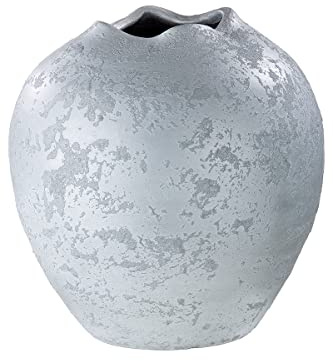 GILDE Vaso in ceramica Barcelos – Vaso decorativo a tulipano, impermeabile, altezza 29 cm, diametro 29 cm, colore: bianco grigio – decorazione soggiorno – produzione europea