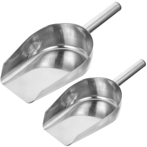 Hemoton Stainless Steel Ice Shovel Set 2 Pieces 9.44X4.33X1.96In Multi-Purpose Kitchen Scoop for Ice Grain Flour Nuts and Food Serving