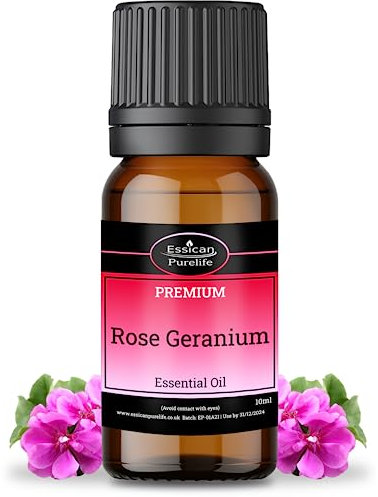 Rose Geranium Essential Oil - 100% Pure Essential Oil, Therapeutic Grade Geranium Oil for Diffuser, Aromatherapy Oil, Rose Geranium Oil for Nerve Pain, Soothing Oil for Skin, Vegan & UK Made - 10ml