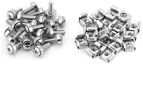 Tuerca de jaula Tuerca de tornillo enjaulada Hardware Tuercas de jaula Rack Tuerca de tornillo Gabinete para estante de servidor (M5 x 20 (20 unidades)