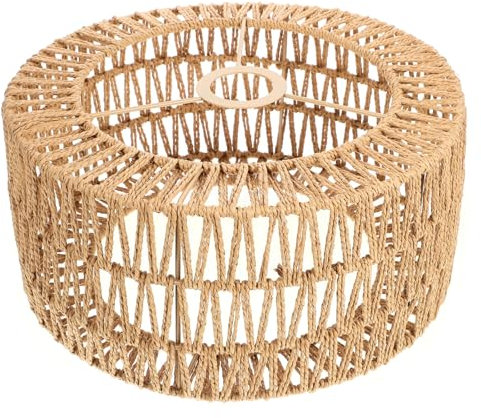 Amosfun Pantalla De Lámpara De Techo Tejida a Mano Con Cuerda De Paja 11.8 Pulgadas Para Decoración De Interiores Y Ambientes Acogedores