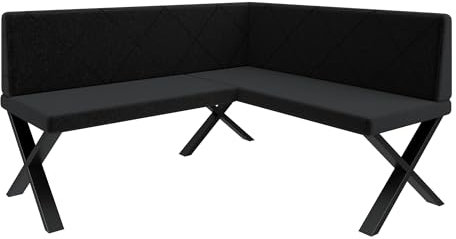 FURNISTAR Eckbank Akiko Metal X - Eckbankgruppe für Ihrem Esszimmer, Küche modern, Sitzecke, Essecke. Perfekt für Küche, Büro und Rezeption. Solide und Starke Verarbeitung. (168x142-Rechts-Inari100)