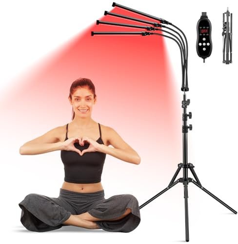 Cozion 4 Köpfe Stehlampe mit Ständer, 420 LEDs mit Timer und flexiblem Schwanenhals für Schlafzimmer Büro (Lampe erzeugt keine Wärme)