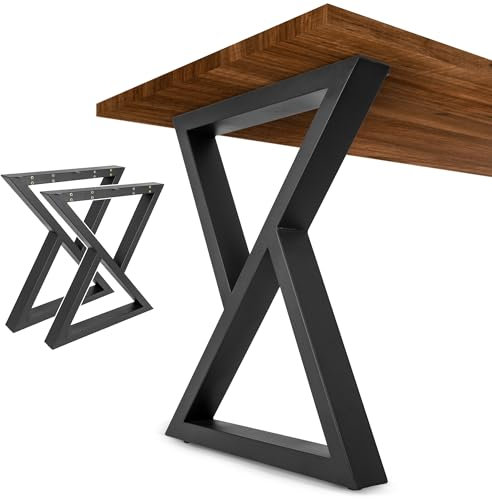 NEXT LEVEL - Tischbeine Metall Schwarz | 65x74cm, Profil 80x40mm, Metallisch, für Holz und Glas, Kompatibel mit Tischbreiten 70, 80, 90 und 100cm - PM-001N