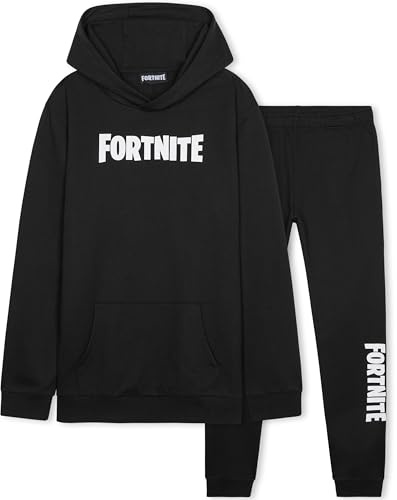 Fortnite Boys Tracksuit Set, Comfy Loungewear Activewear - Gaming Gifts for Boys (15-16 Years, Black/White)