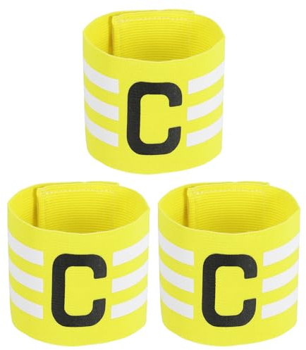 sourcing map Fascia da capitano di calcio, in nylon, fasce elastiche per il braccio del capitano C, fascia sportiva da capitano per allenamento di squadre di calcio, giovani e adulti, giallo,