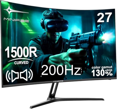 Minifire Gaming Curved Monitor 27 Zoll 200Hz 1Ms 130% sRGB Monitor mit Sprecher 1920 * 1080 VA Panel （MFG27C1 mit HDMI-Kabel）
