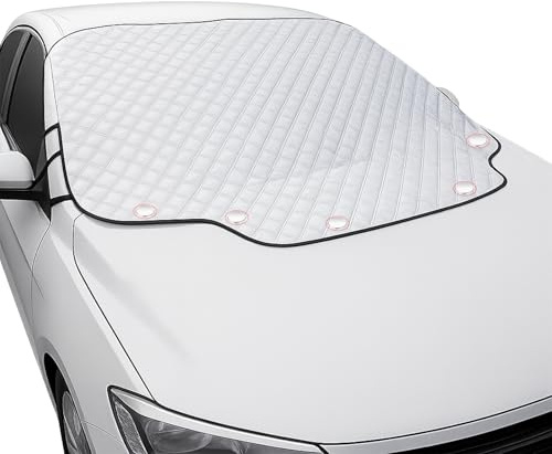 KELAV Cubierta Magnética para Parabrisas con 5 Imanes, Protector Antihielo y Antinieve Invierno, Parasol UV para Verano, 183x116 cm Plegable, Universal para Coche, SUV, Furgoneta​