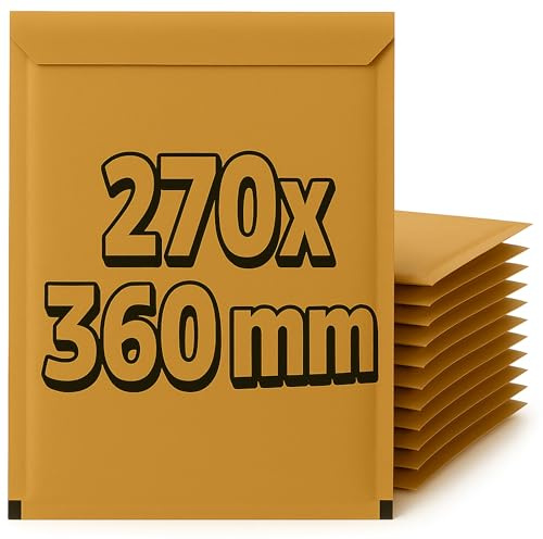 Sobres Acolchados de Burbujas, Sobres Resistentes con Burbujas, Sobres Papel Kraft, Cierre Autoadhesivo, Envuelve y Protege tus envíos, Color Marrón, Tamaño 270 x 360 mm, Pack de 10 unidades