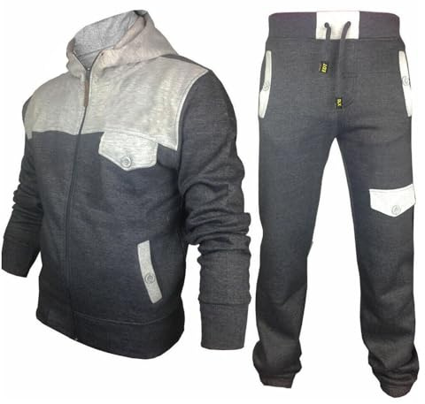 SKT Boys Tracksuit Hooded Hoodie Bottom Jogging Suit Joggers kids Age 7 8 9 10 11 12 13 Years (Charcoal, 11-12 Years)