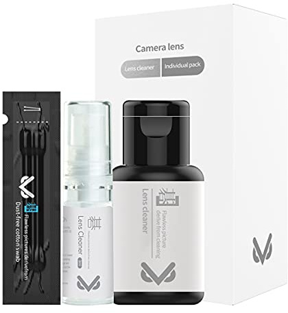 VSGO Rengöringssats för kameralinser, linsrengöringsvätska, dammfri bomullspinne och dispenseringsflaska ingår, kompatibel med kameror, linser och andra optiska produkter rengör (V-C01E)