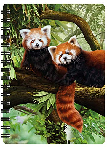 3D LiveLife Jotter - Röda Pandor från Deluxebase. Linskulär 3D Djungel A6 Spiralbok med vanliga sidor i återvunnet papper. Konstverk licensierat från den kända konstnären Katrina Sokolo.