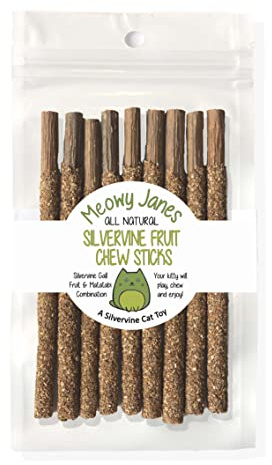 Meowy Janes Matatabi Chew Sticks 2.0 - Silvervine Powder Coated Vine - Natural Cat Toy and Cat Treat