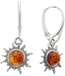 Boucles d'oreilles en ambre de Artisana-Schmuck - Boucles d'oreilles modernes « Soleil » avec ambre - Serties en argent sterling 925/000 de Artisana-Schmuck